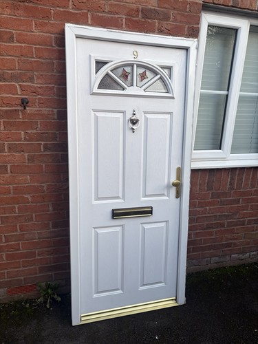 White composite front door - white,