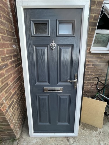 Pvc front door - frame, grey