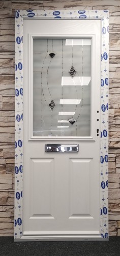White composite front door - white,