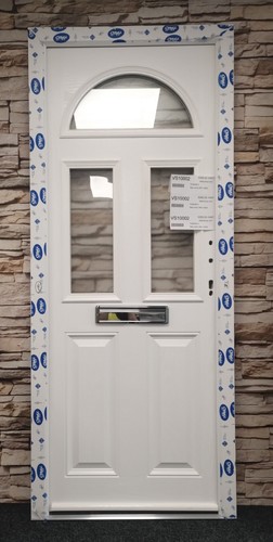 White composite front door - white,