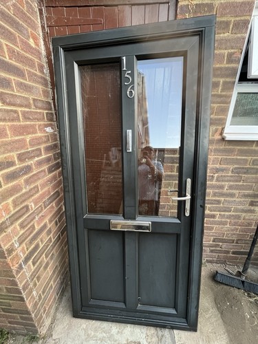 Pvc front door and frame - door, black
