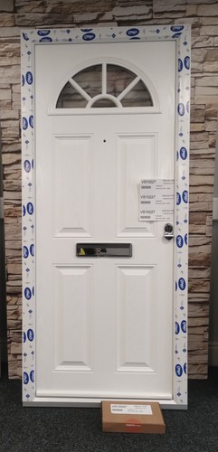 White composite front door - white,