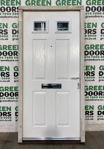 White composite front door - white,